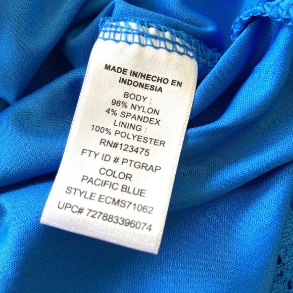 Ellen Tracy Co Women’s Tank Top Blouse in Blue Lace L Sleeveless Gold Button - Picture 6 of 7